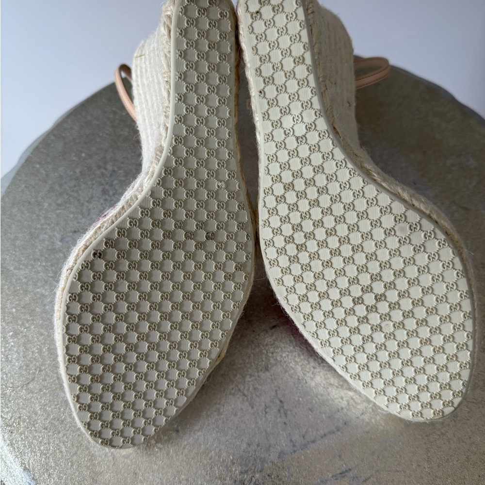 GUCCI - Floral Espadrille Wedge Sandals - Picture 11 of 14